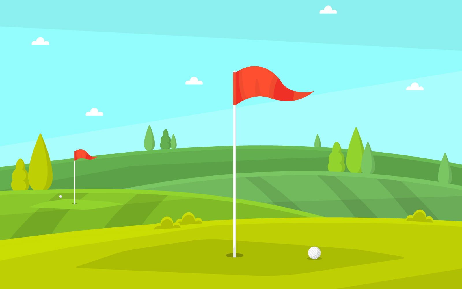 Green Golf Field - Illustration