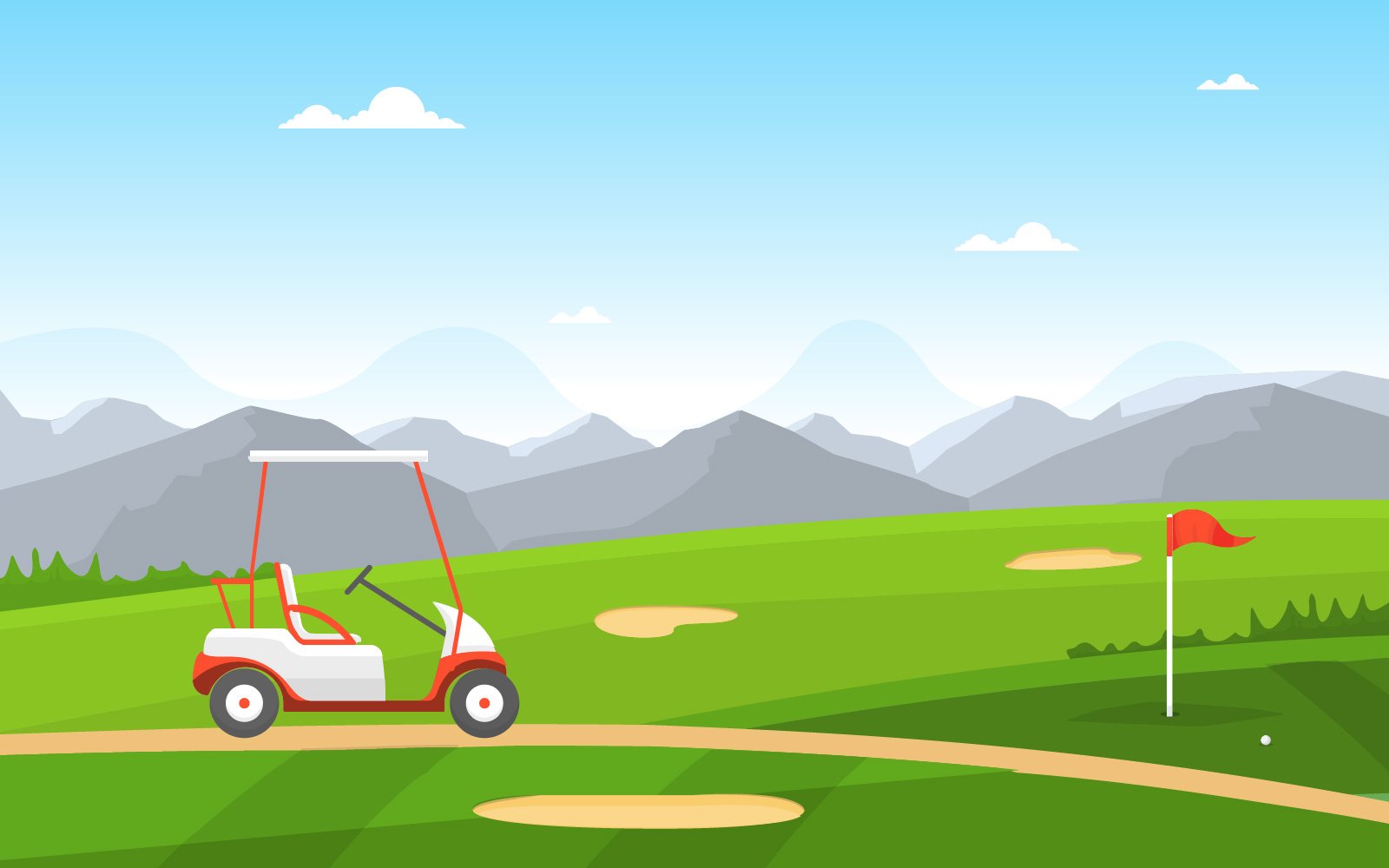 Golf Field Landscape - Illustration