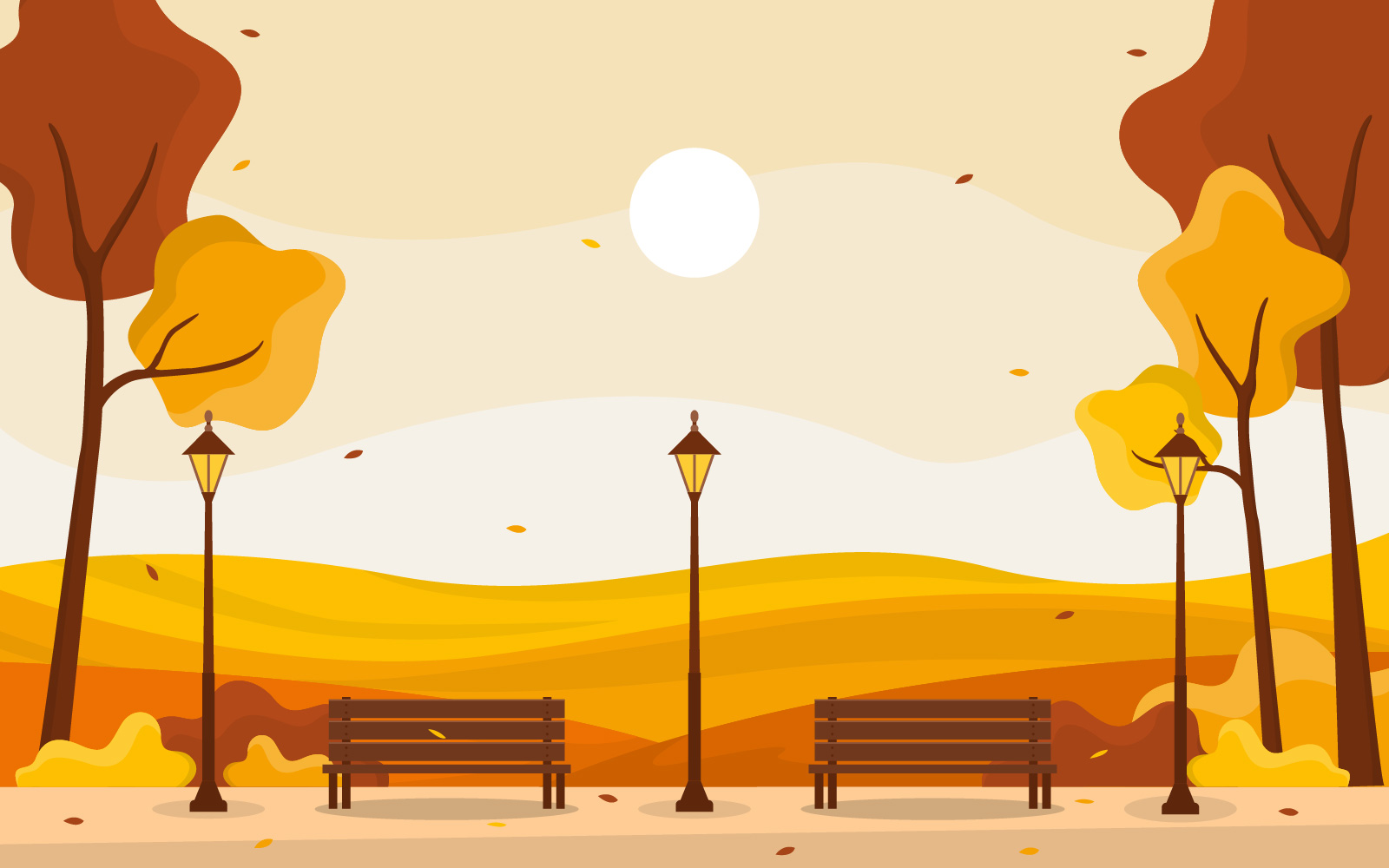 Yellow Fall Landscape - Illustration