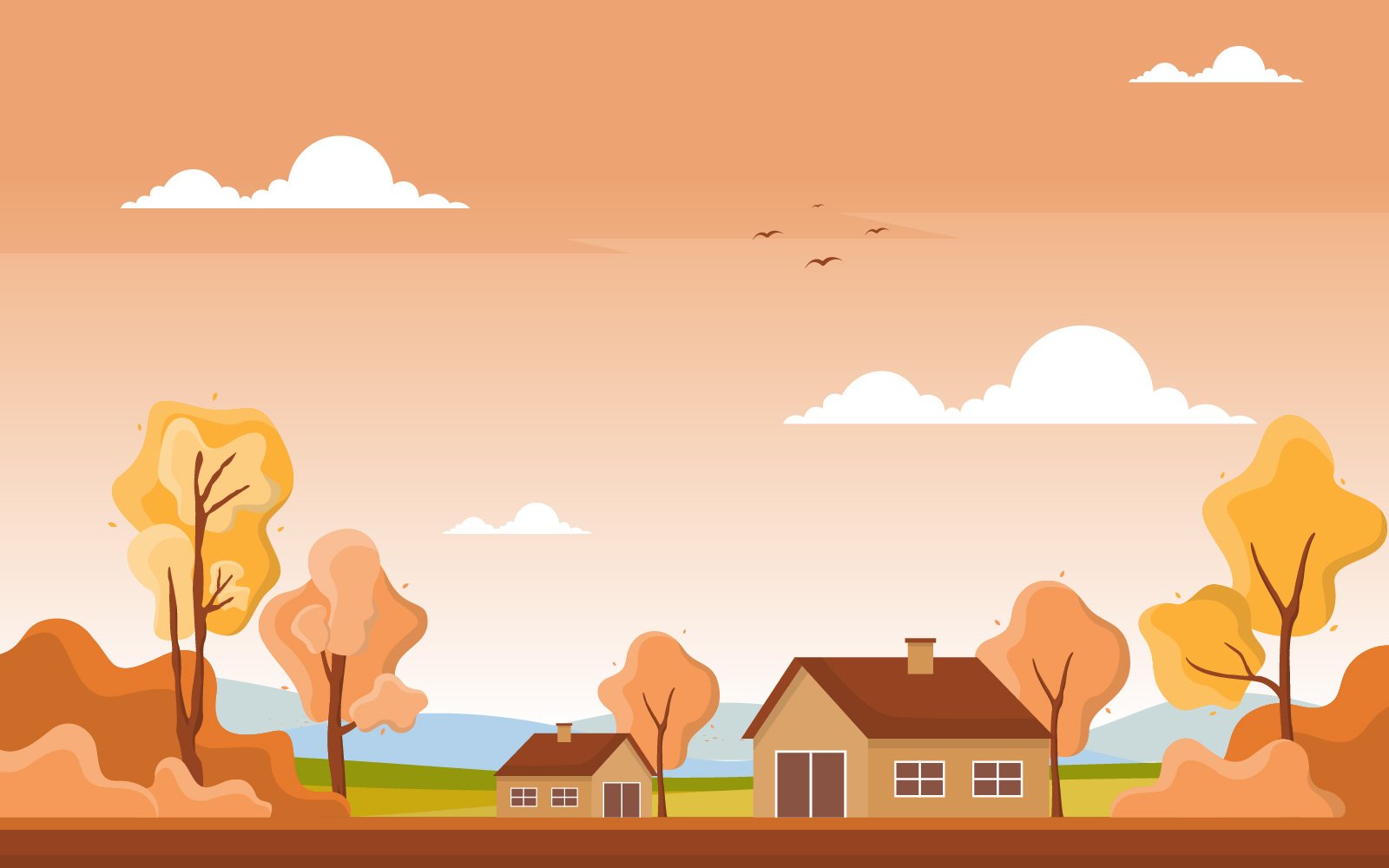 Golden Autumn Panoramic - Illustration