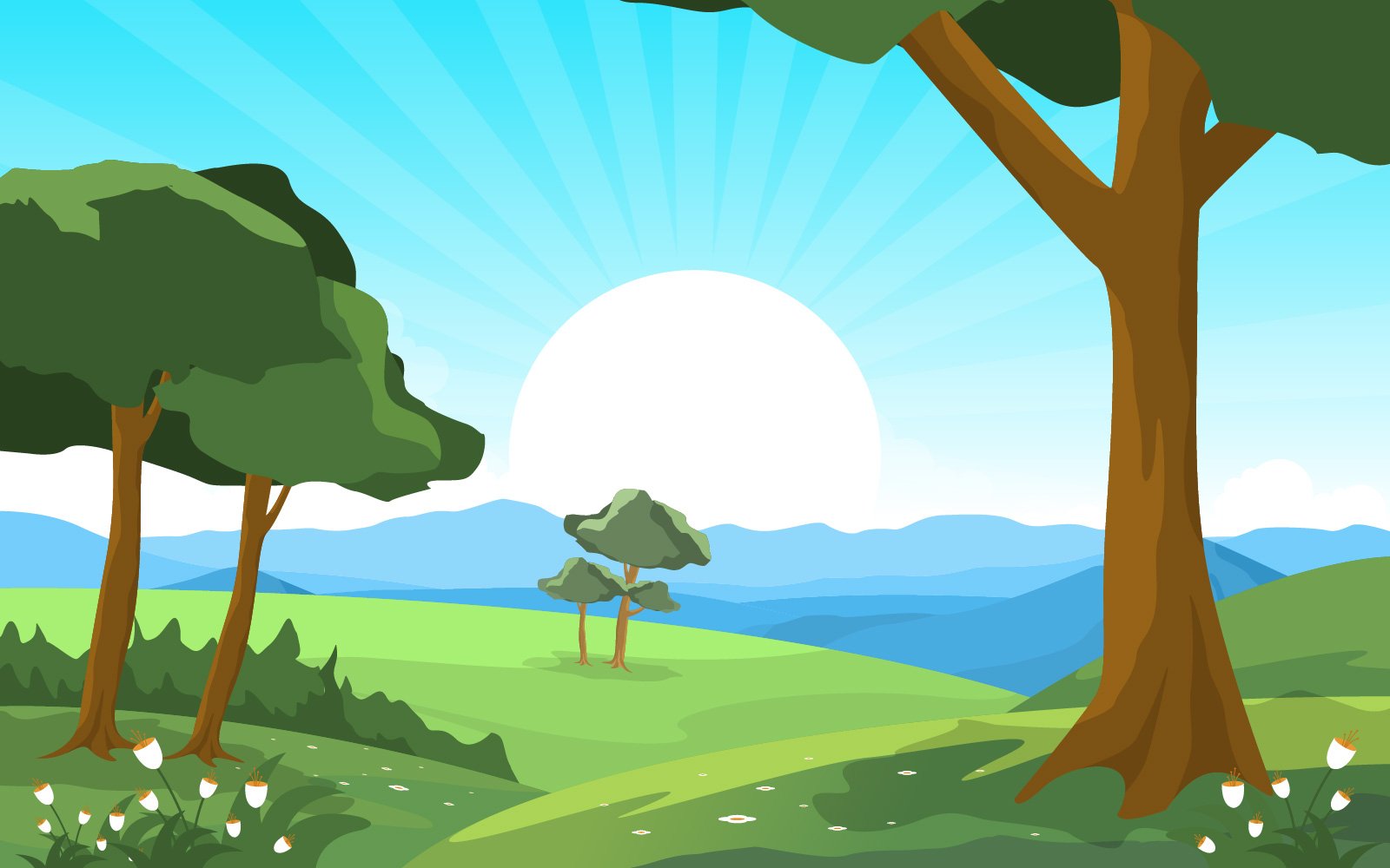 Summer Sunrise Green - Illustration