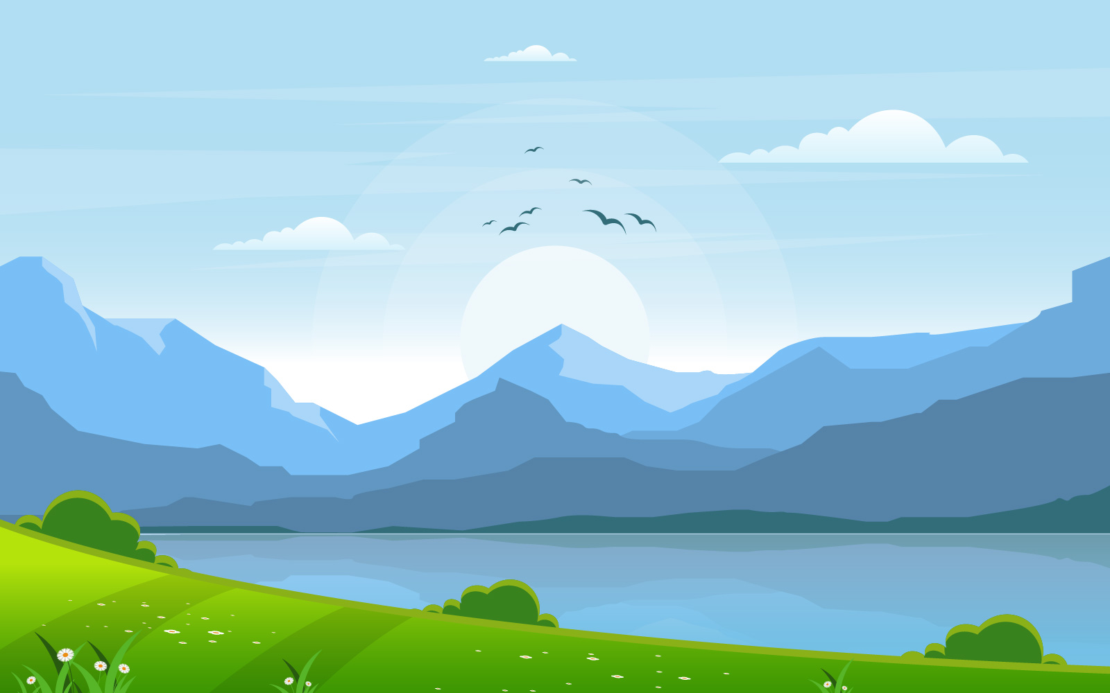 Lake Green Landscape - Illustration