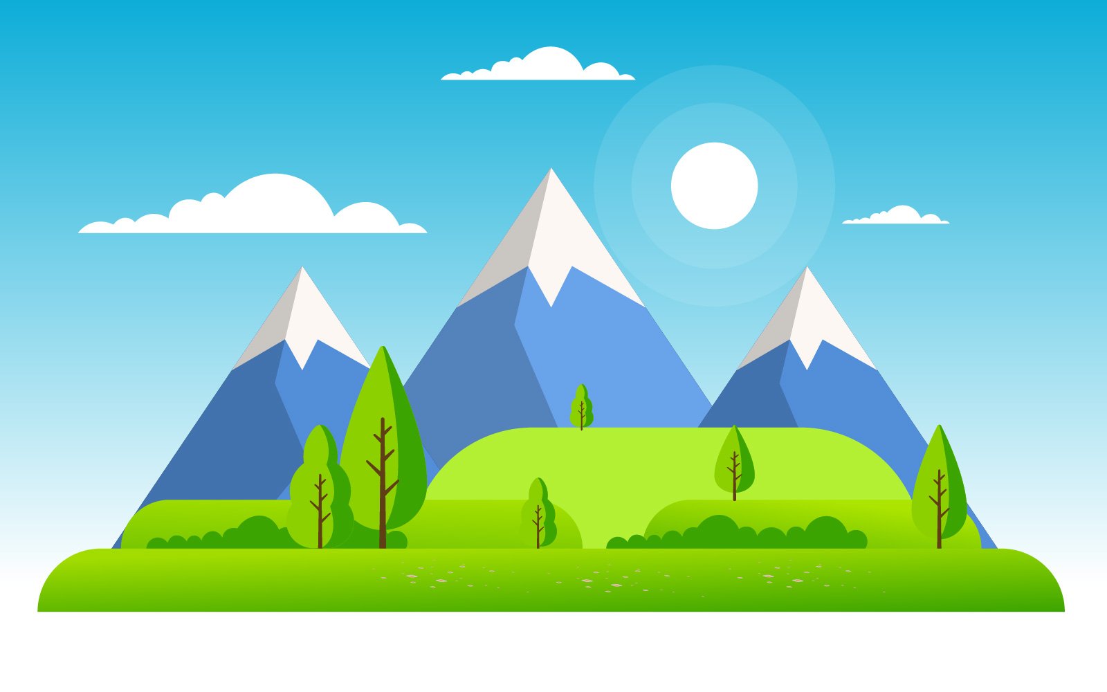 Summer Mountain Landscape - Illustration