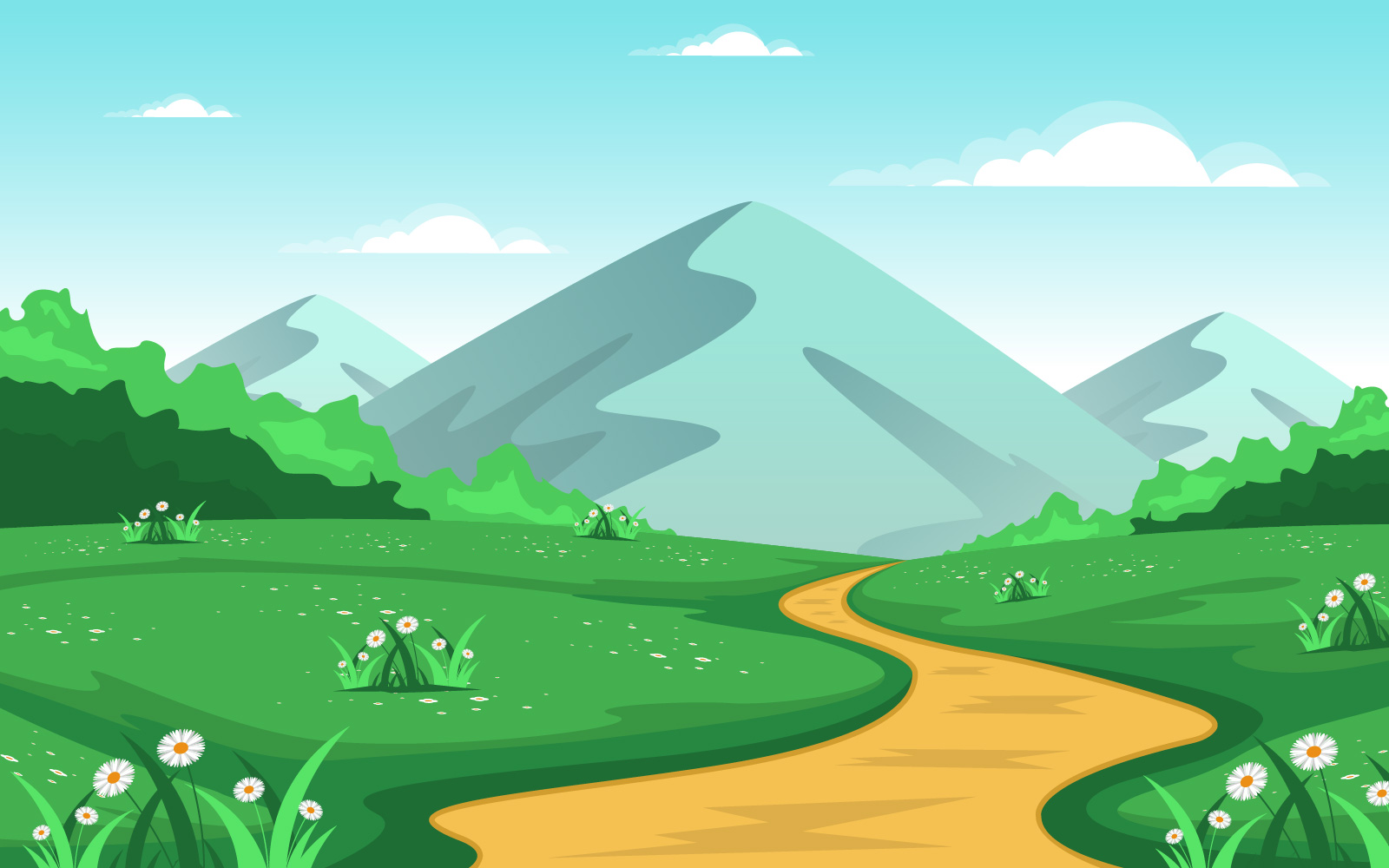 Summer Mountain Land - Illustration