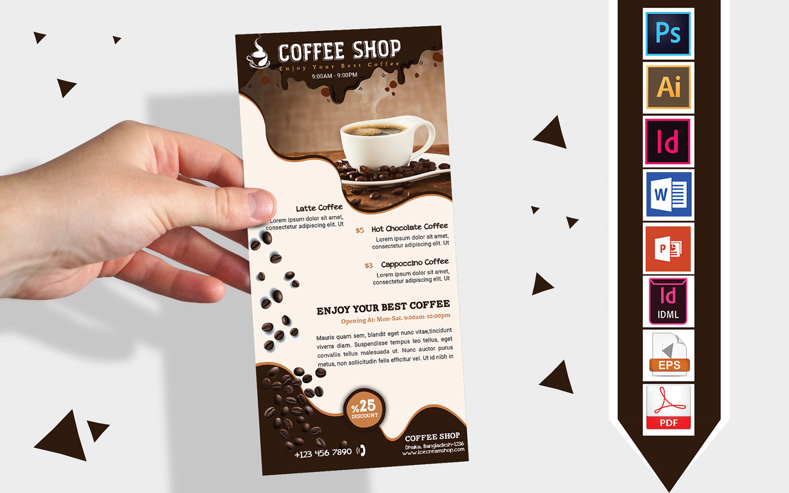 Rack Card | Coffee Shop DL Flyer Vol-02 - Corporate Identity Template