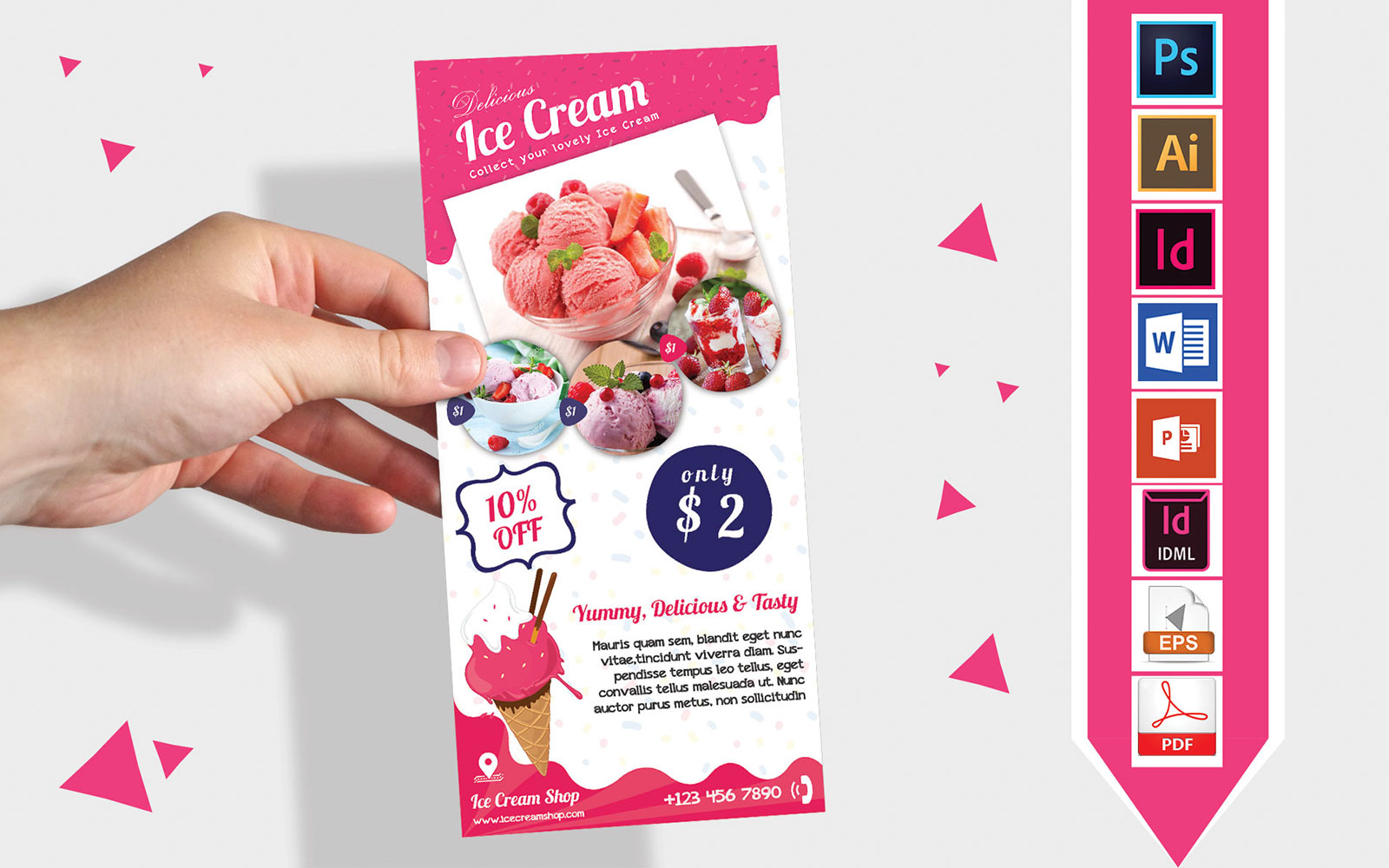 Rack Card | Ice Cream Shop DL Flyer Vol-01 - Corporate Identity Template