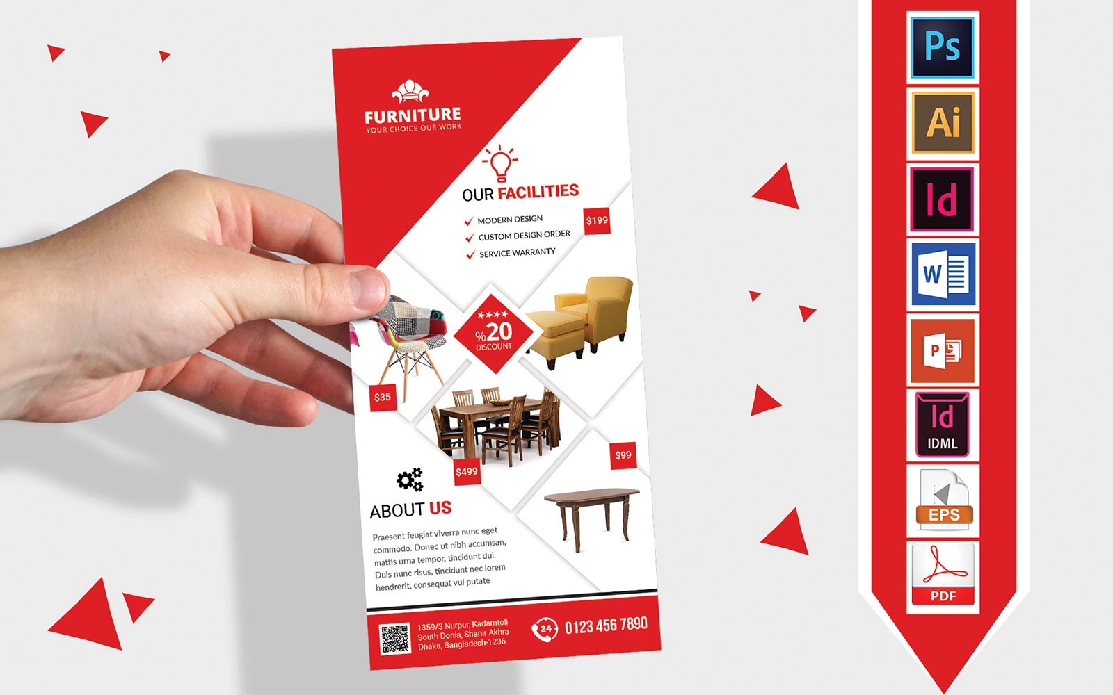 Rack Card | Furniture Shop DL Flyer Vol-03 - Corporate Identity Template