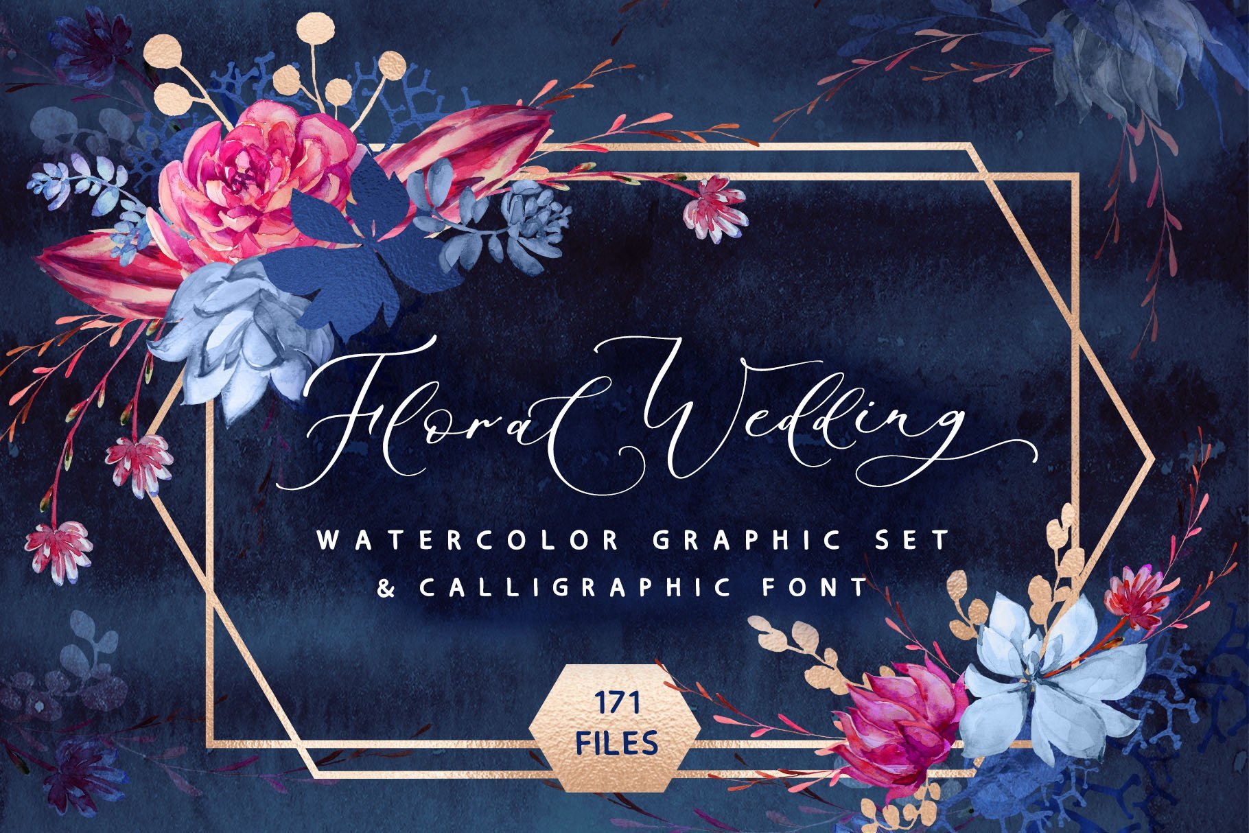 Floral wedding graphic + script font Corporate Identity