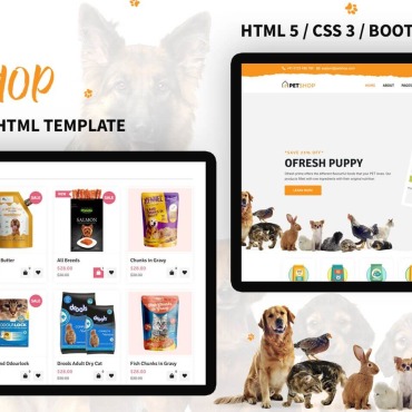 Shop Pet Responsive Website Templates 138611