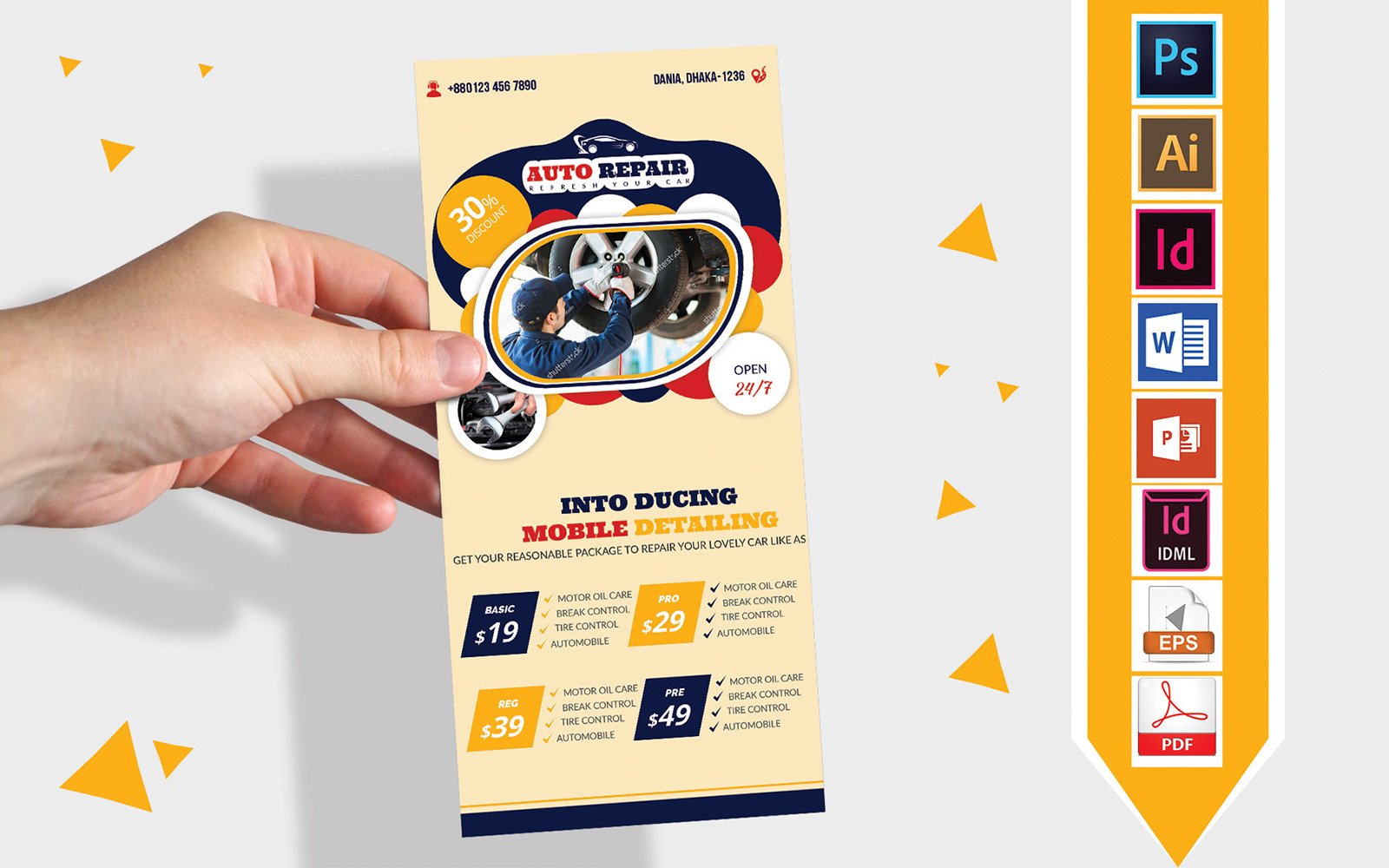 Rack Card | Car Auto Repair DL Flyer Vol-02 - Corporate Identity Template