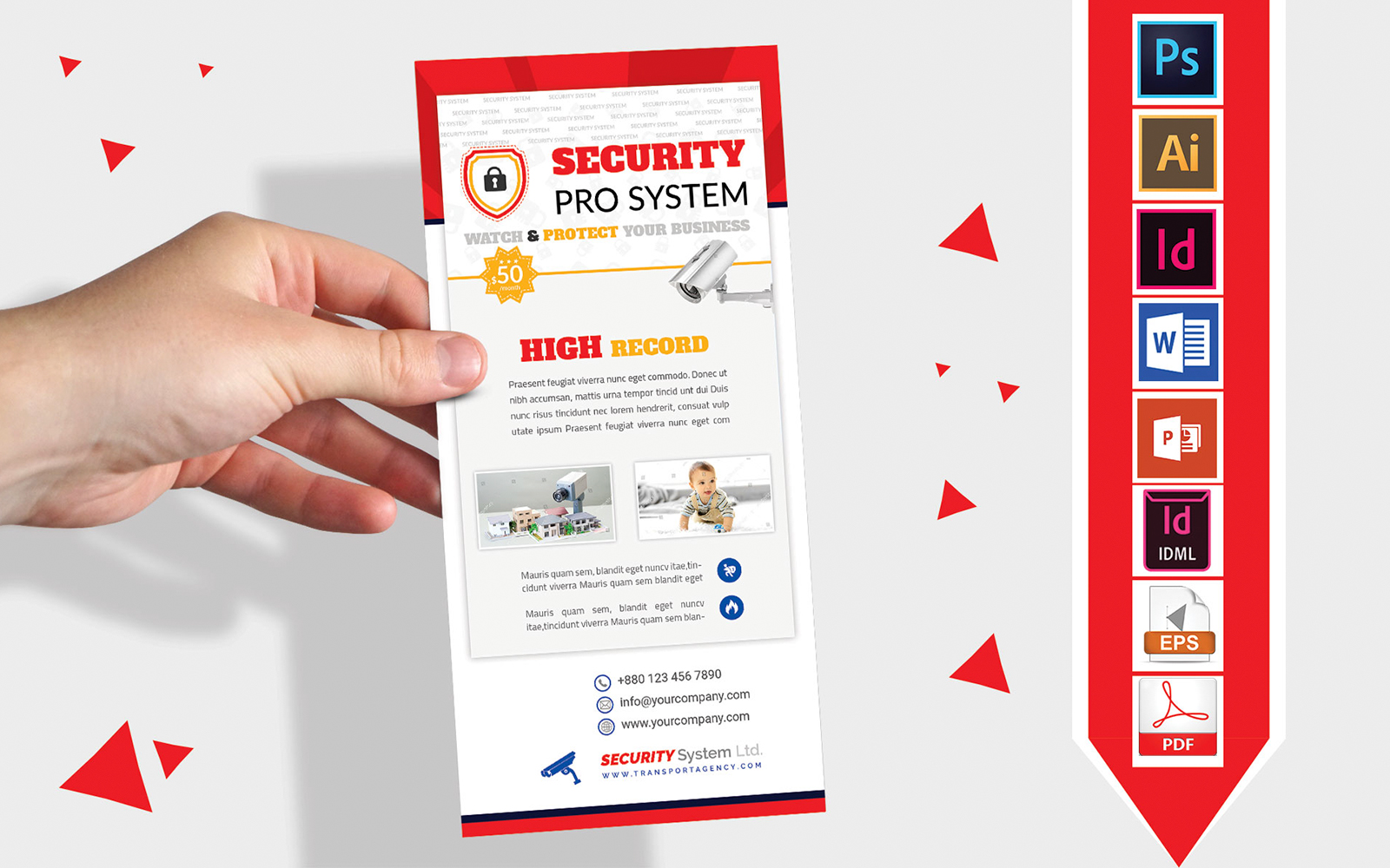 Rack Card | Security System DL Flyer Vol-02 - Corporate Identity Template