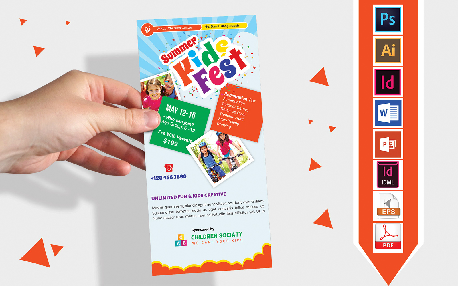 Rack Card | Kids Summer Camp DL Flyer Vol-01 - Corporate Identity Template
