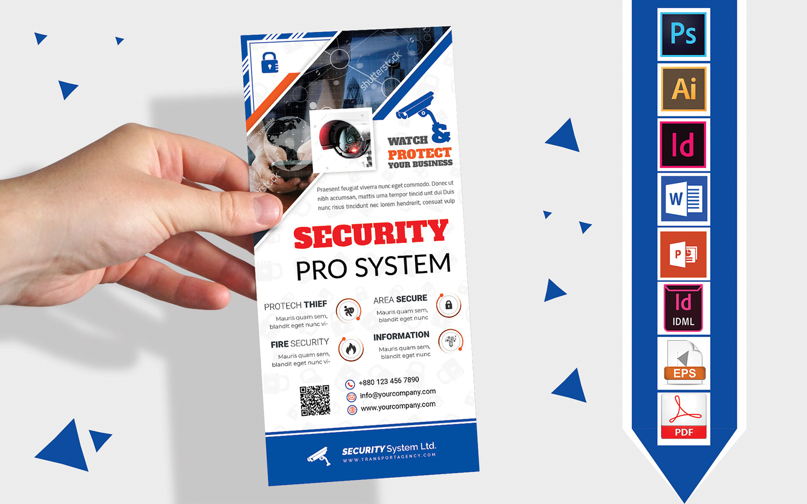Rack Card | Security System DL Flyer Vol-01 - Corporate Identity Template