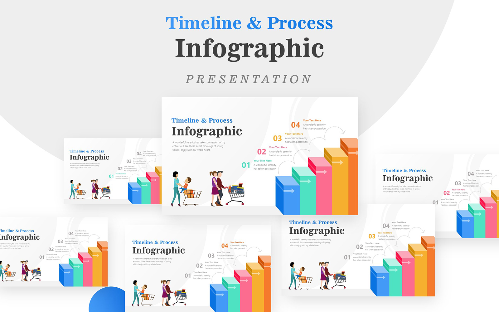 3D Stairs Diagram for Sales Infographic PowerPoint template