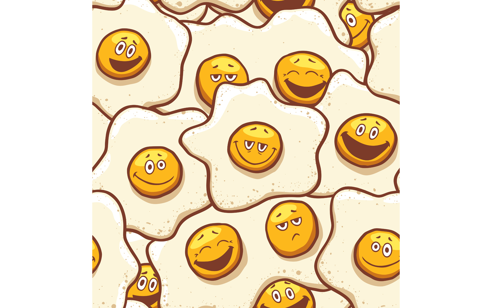 Fried Eggs Background Seamless - Illustration