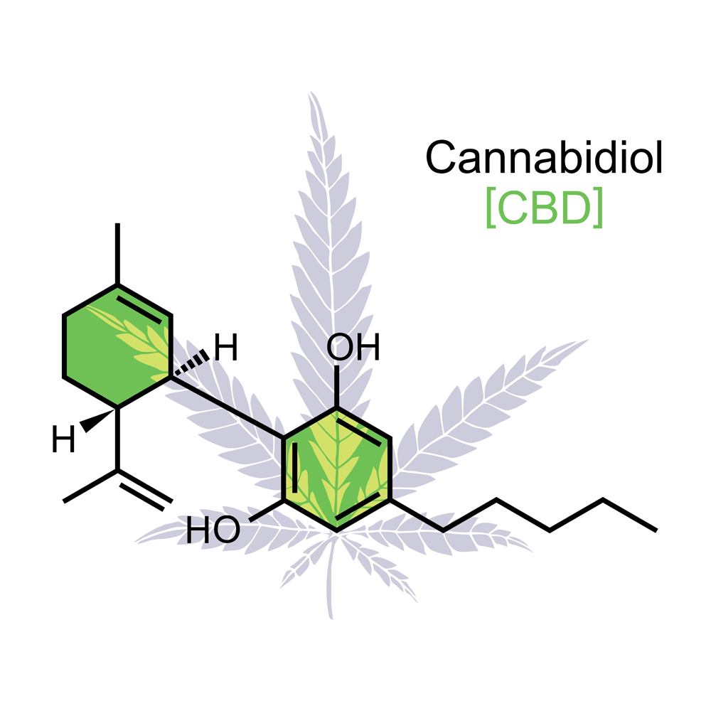 CBD Molecule on White - Illustration