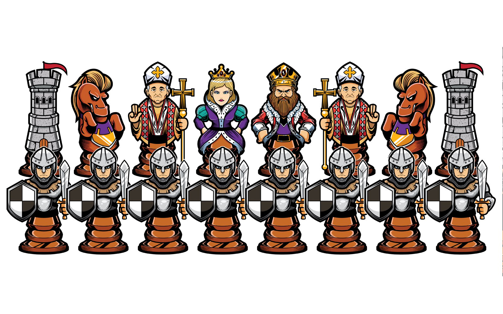 Chess Cartoon Figures - Illustration