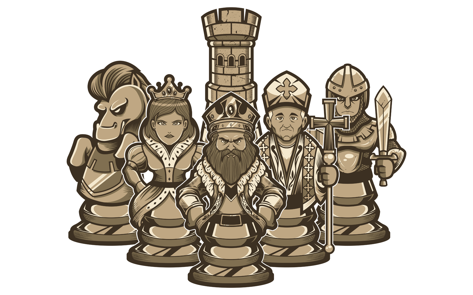 Chess Team White - Illustration
