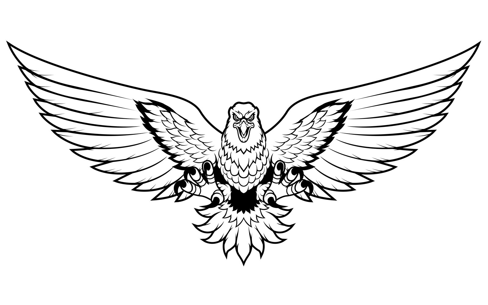 Eagle Attack Mascot Line Art - Illustration