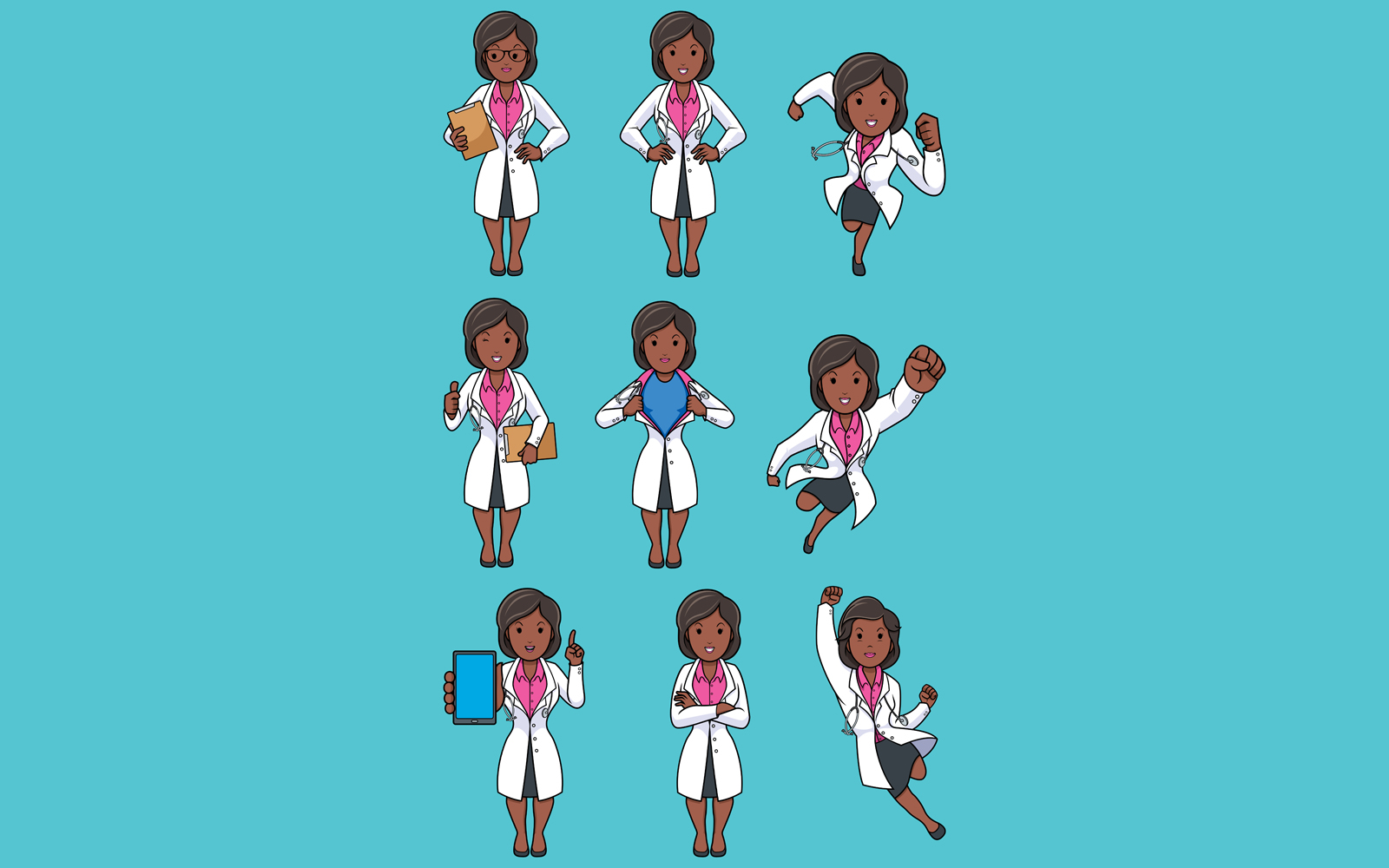 Doctor Indian Female Set - Illustration