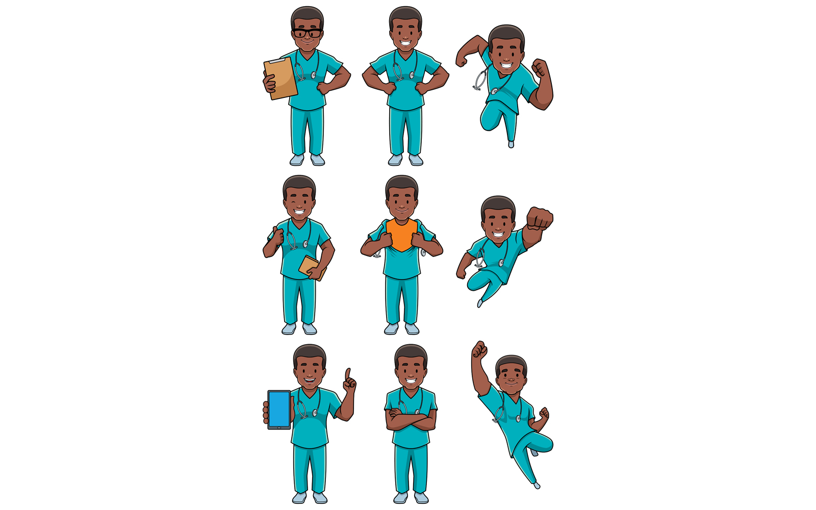 Nurse African Male Set - Illustration