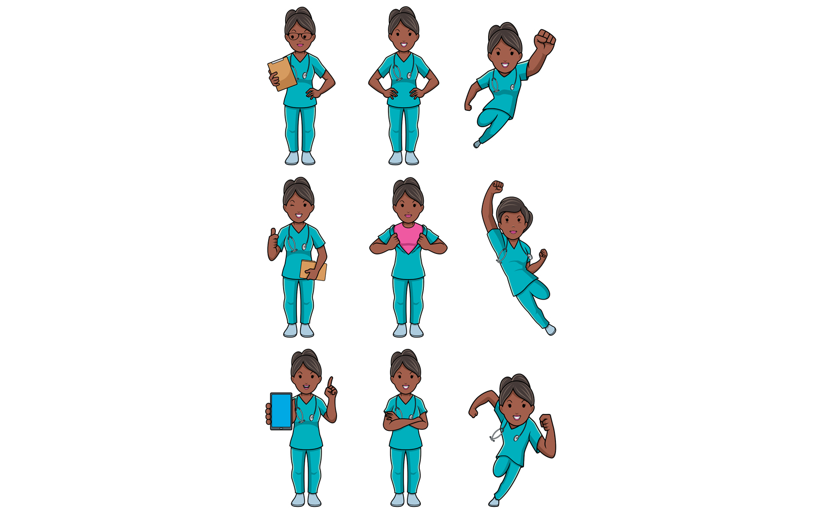 Nurse Indian Female Set - Illustration