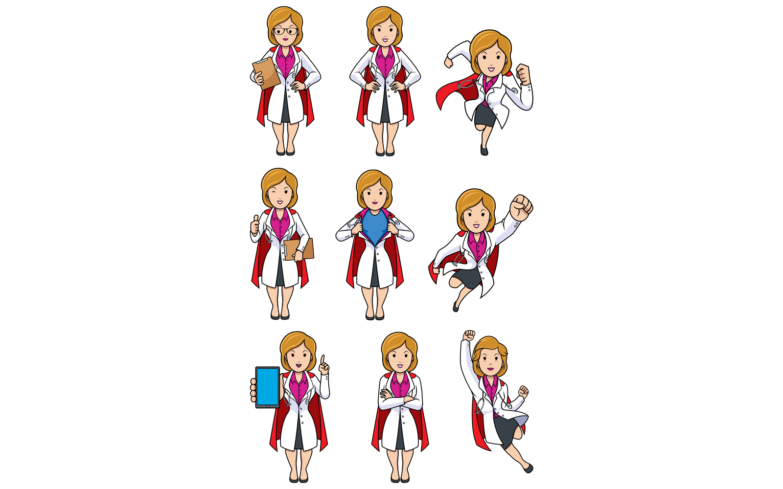 Super Doc Caucasian Female Set - Illustration