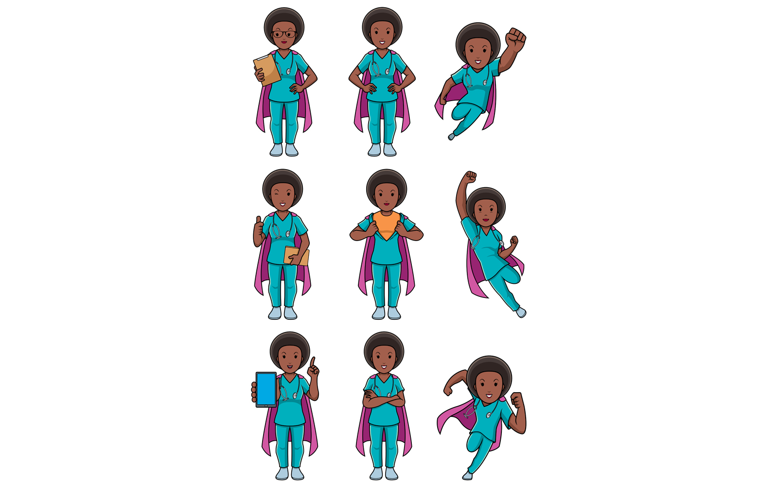 Super Nurse African Female Set - Illustration