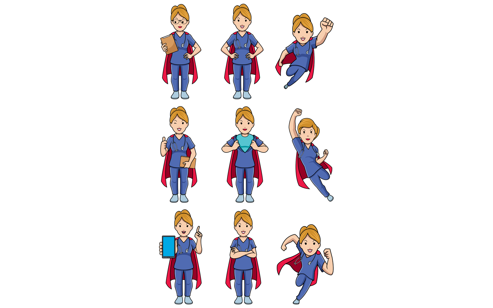 Super Nurse Caucasian Female Set - Illustration