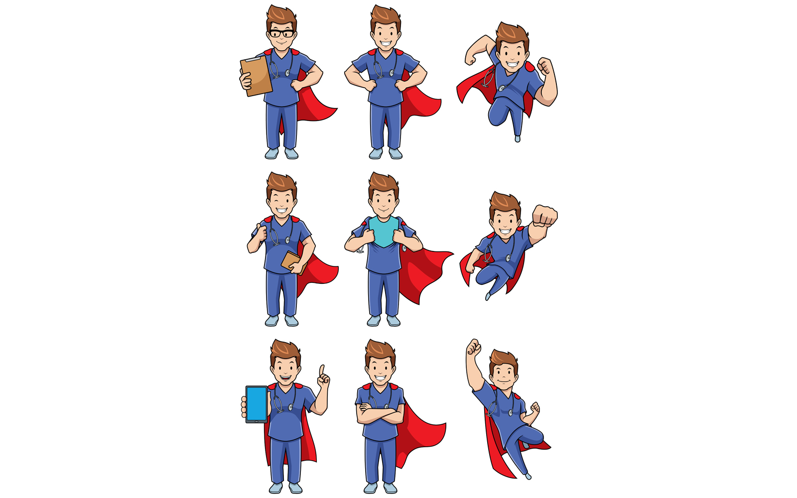 Super Nurse Caucasian Male Set - Illustration