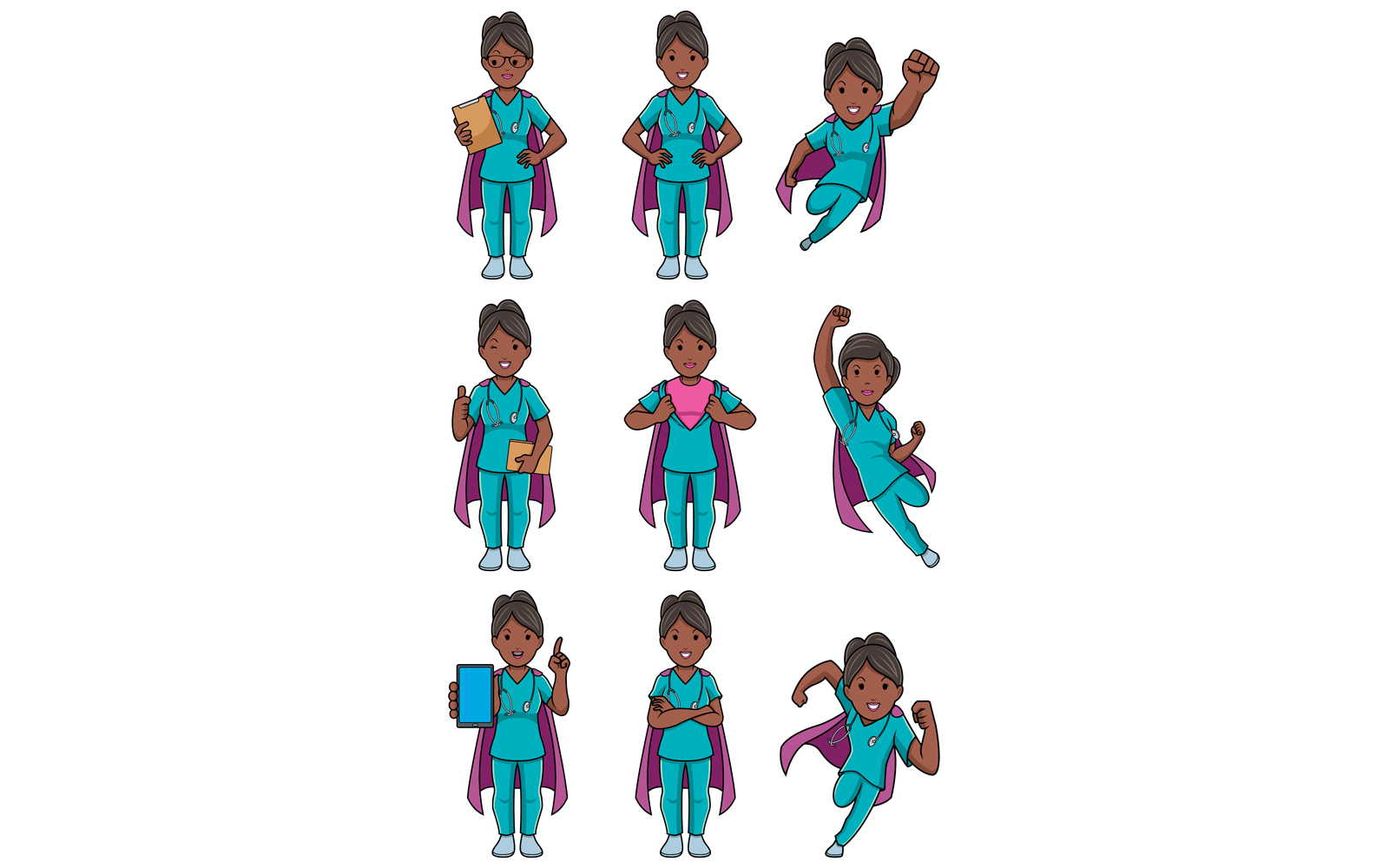 Super Nurse Indian Female Set - Illustration