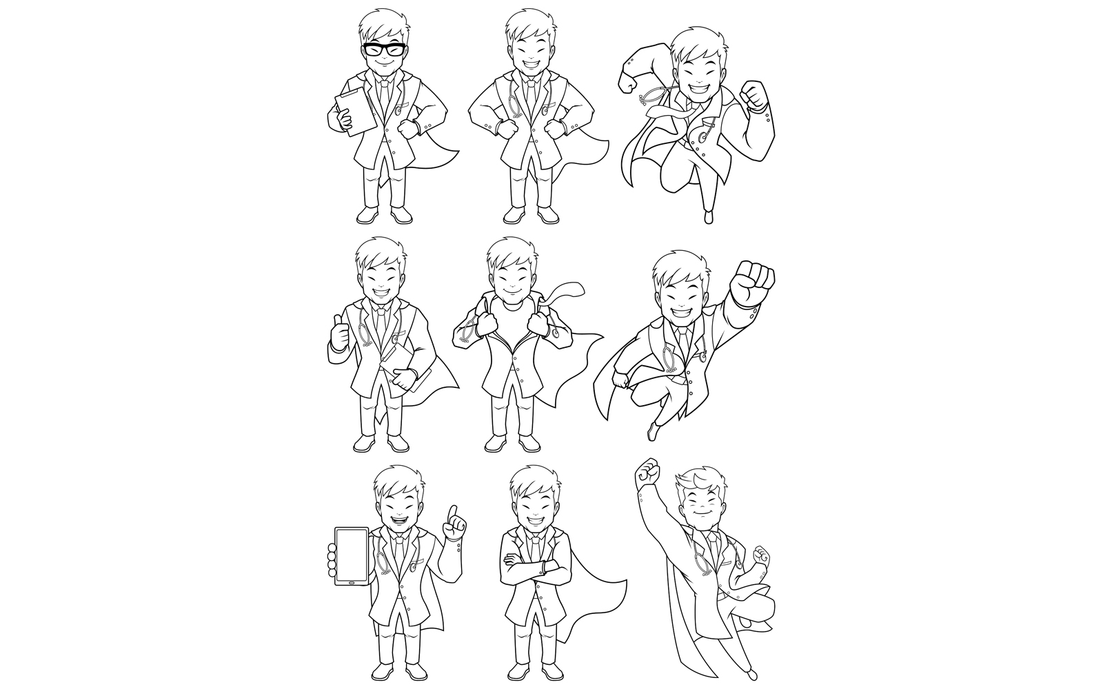 Super Doc Asian Line Art - Illustration