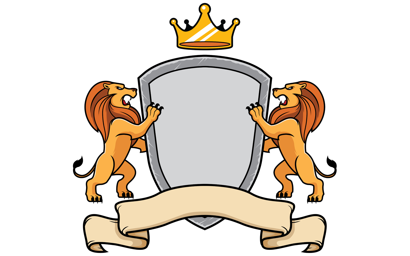 Lions Holding Shield - Illustration