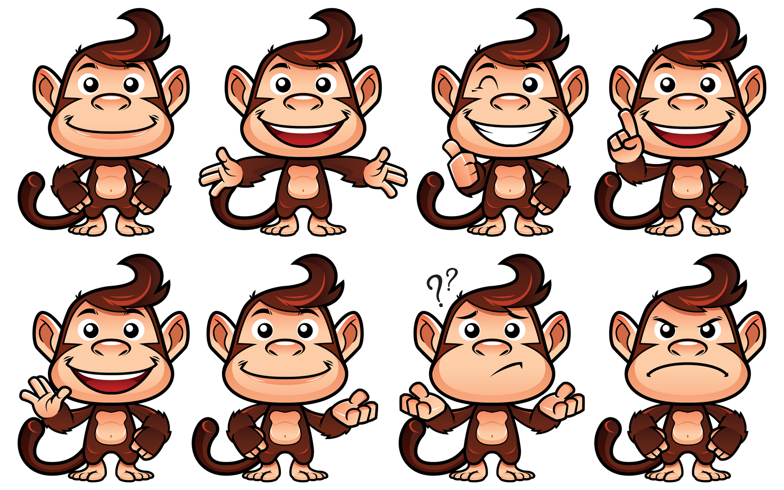 Monkey Cartoon Set - Illustration