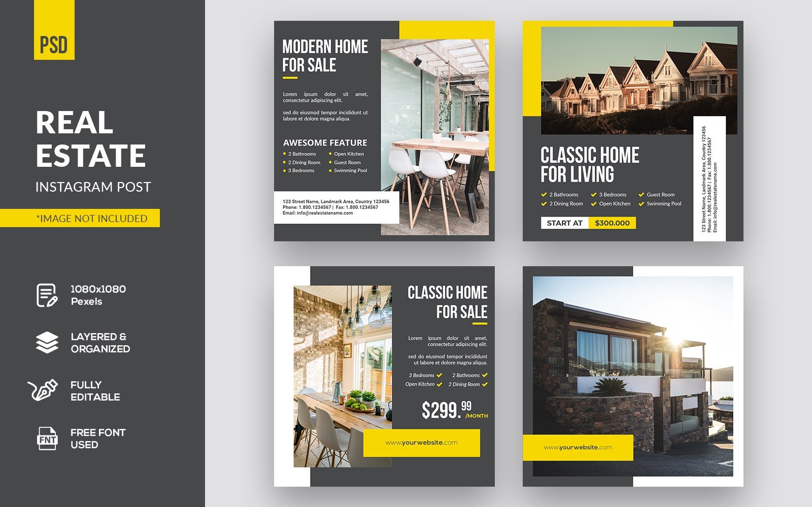 Real Estate Instagram Post Social Media Template