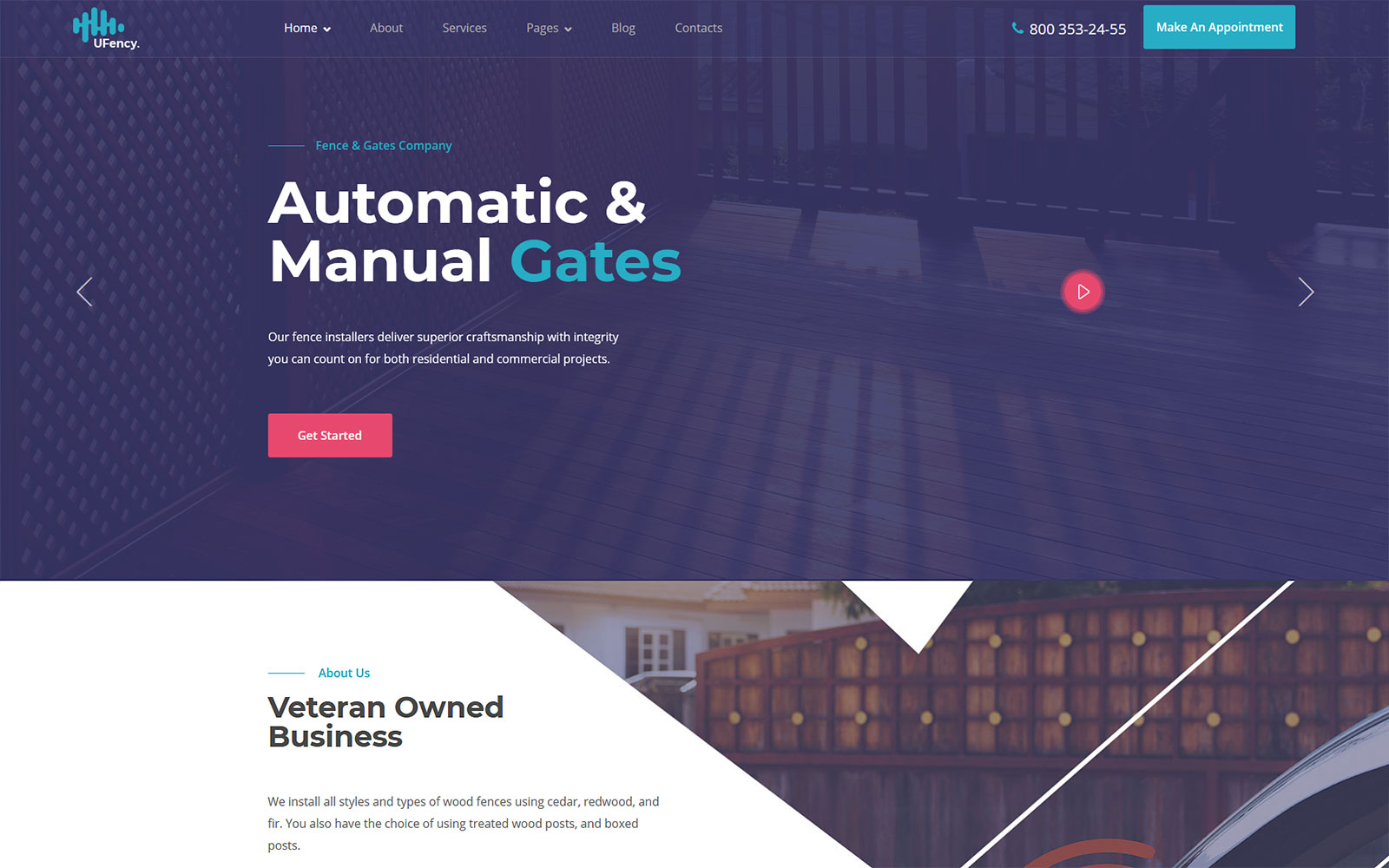 Ufency - Fencing, Gates and Carports WordPress Theme