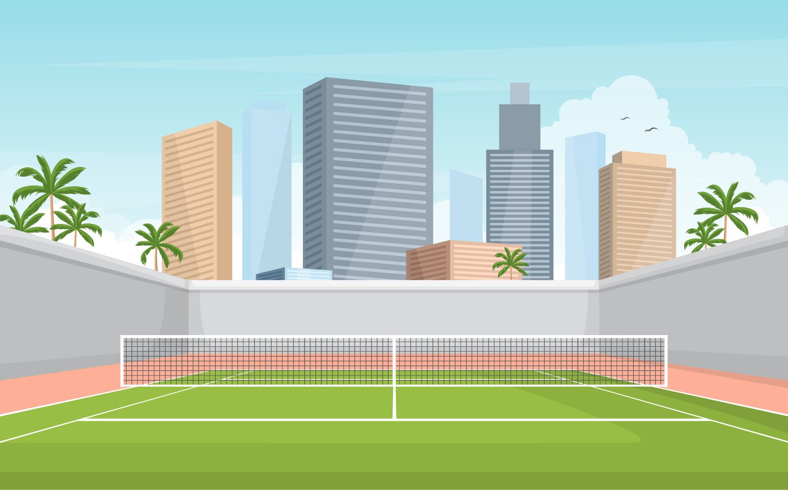 Tennis Court Game - Illustration