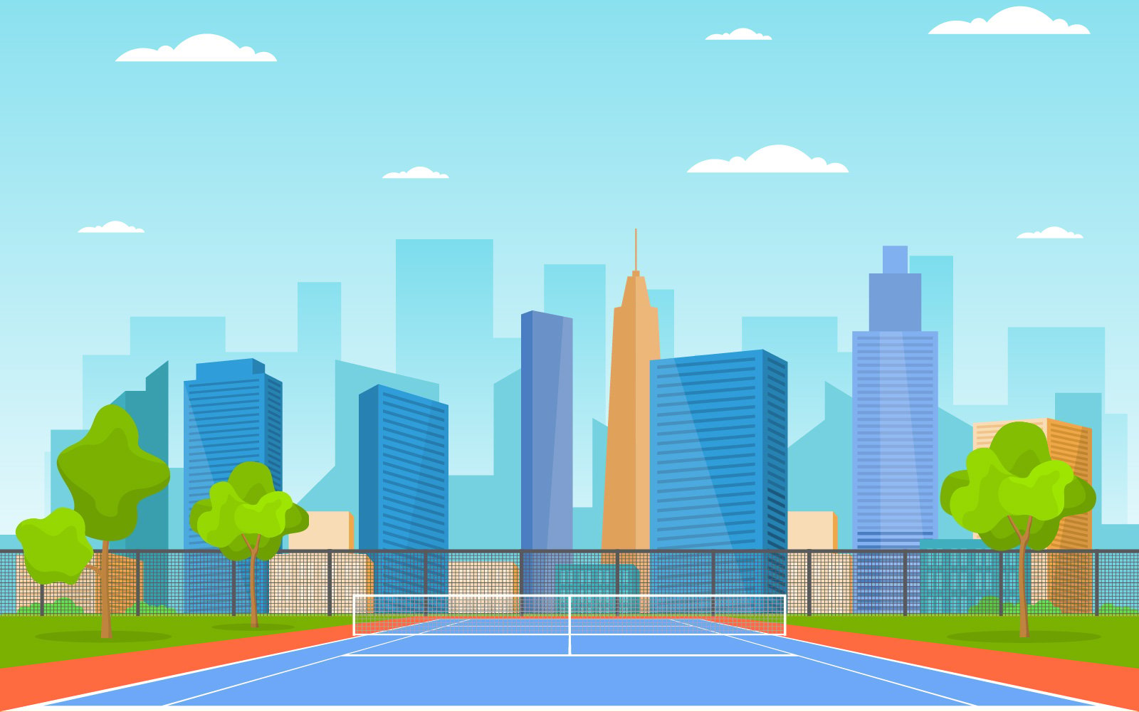 Outdoor Tennis Court - Illustration