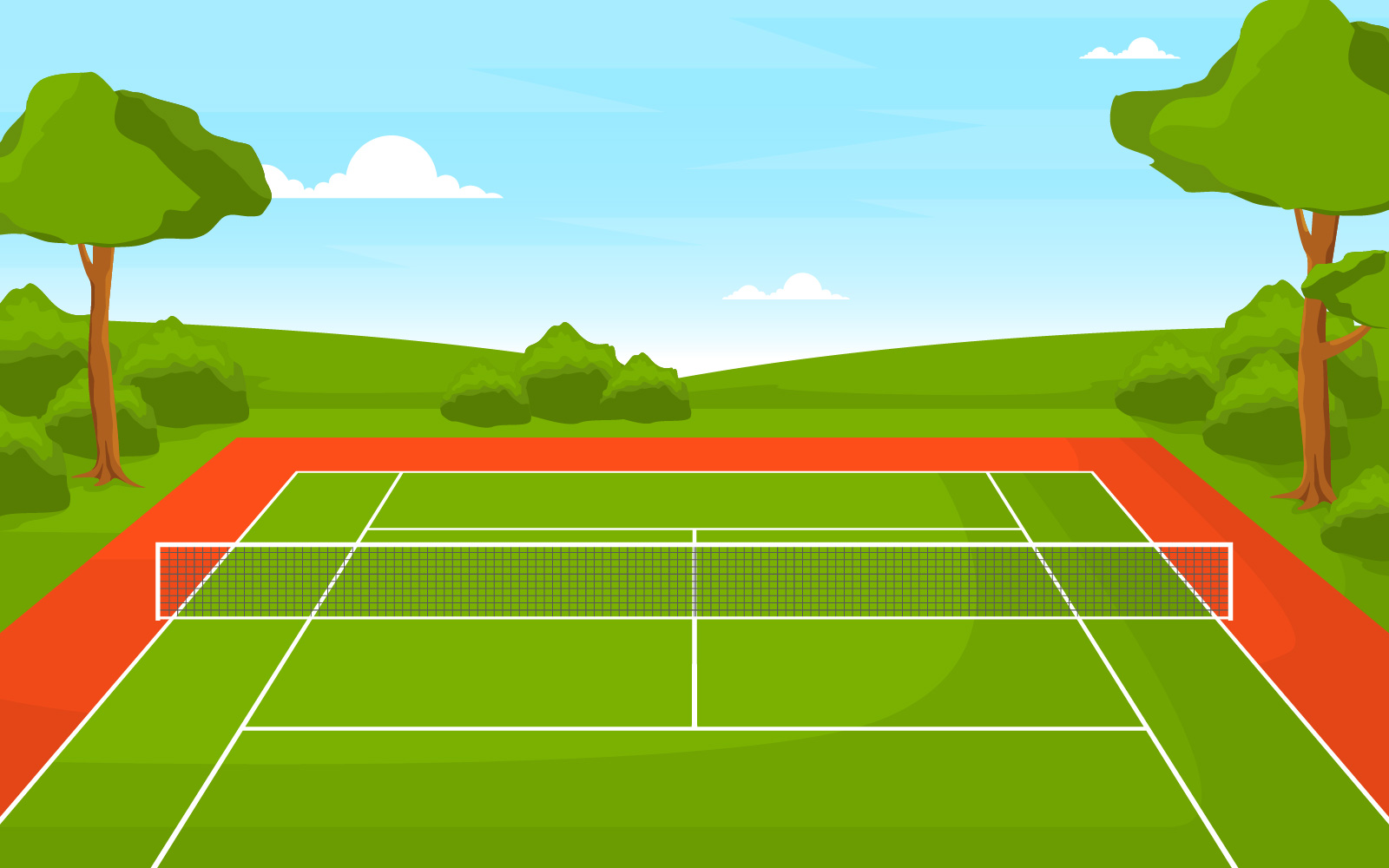 Outdoor Tennis Game - Illustration