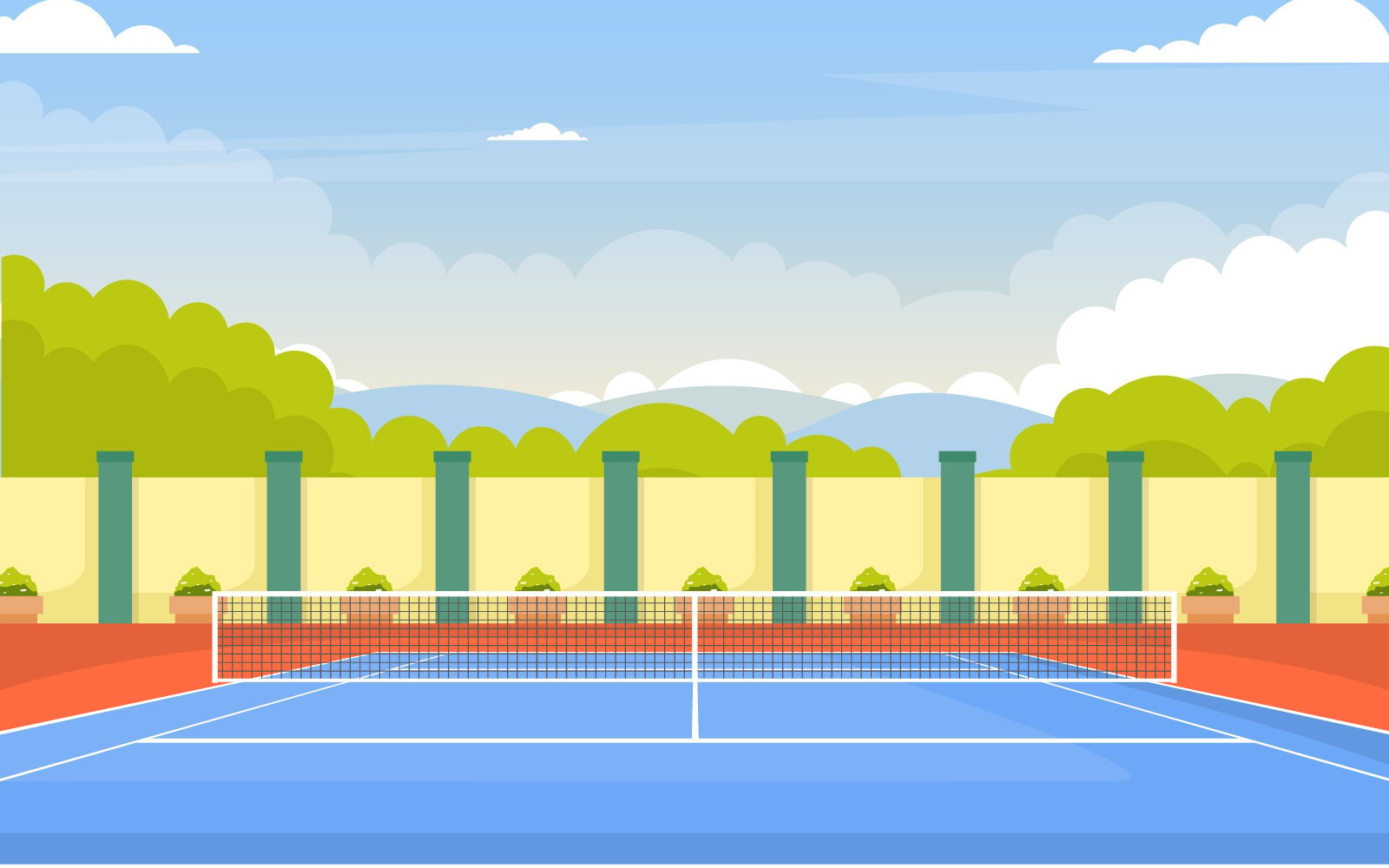 Outdoor Tennis Landscape - Illustration