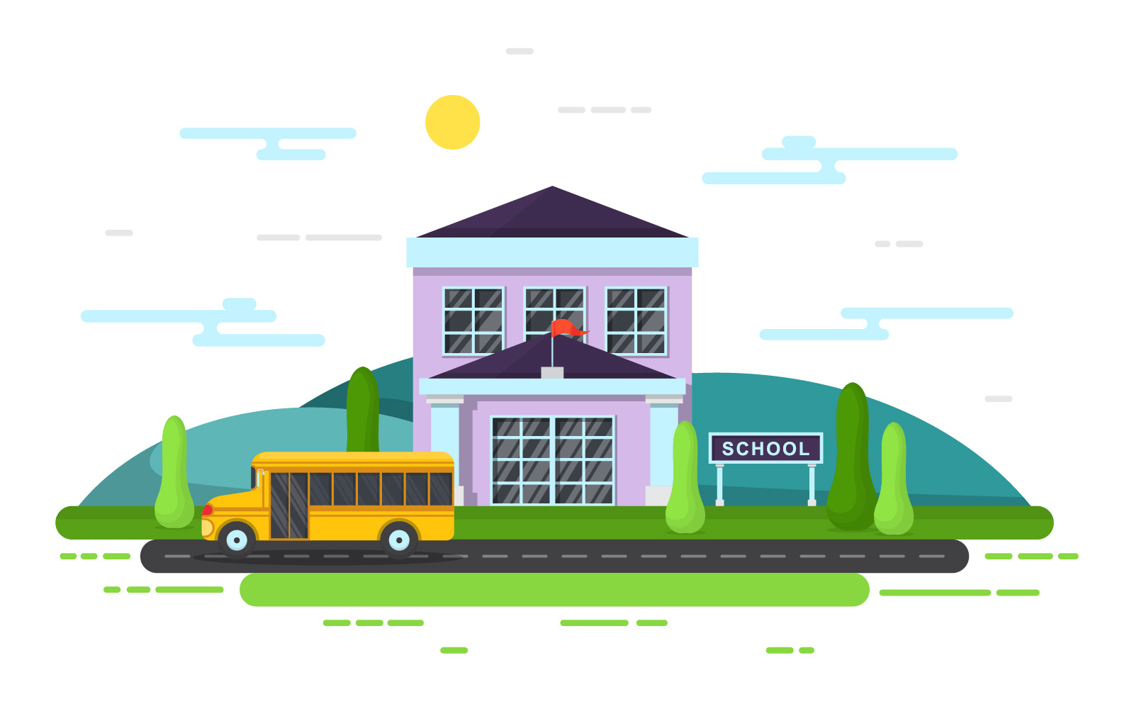 School Bus Education - Illustration