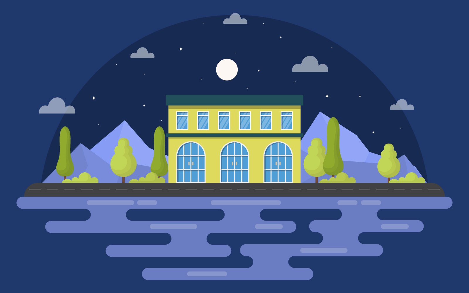 Night School Building - Illustration