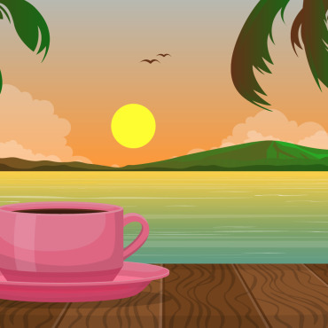 Tea Lake Illustrations Templates 144192