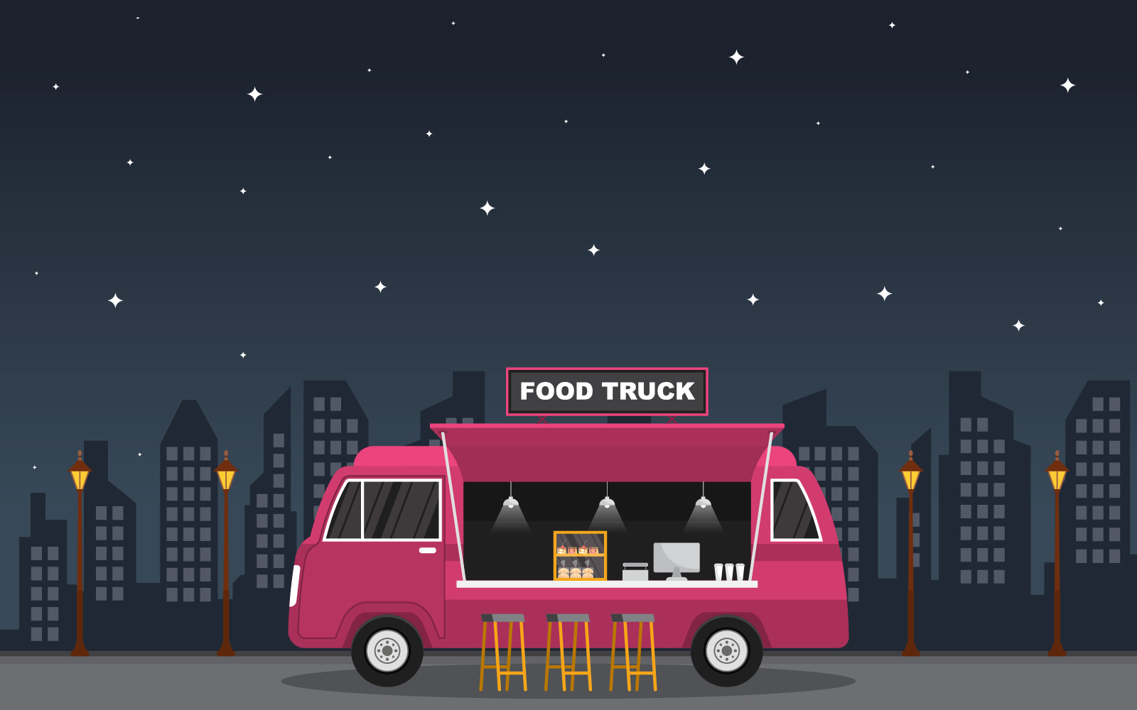 Street Food Night - Illustration