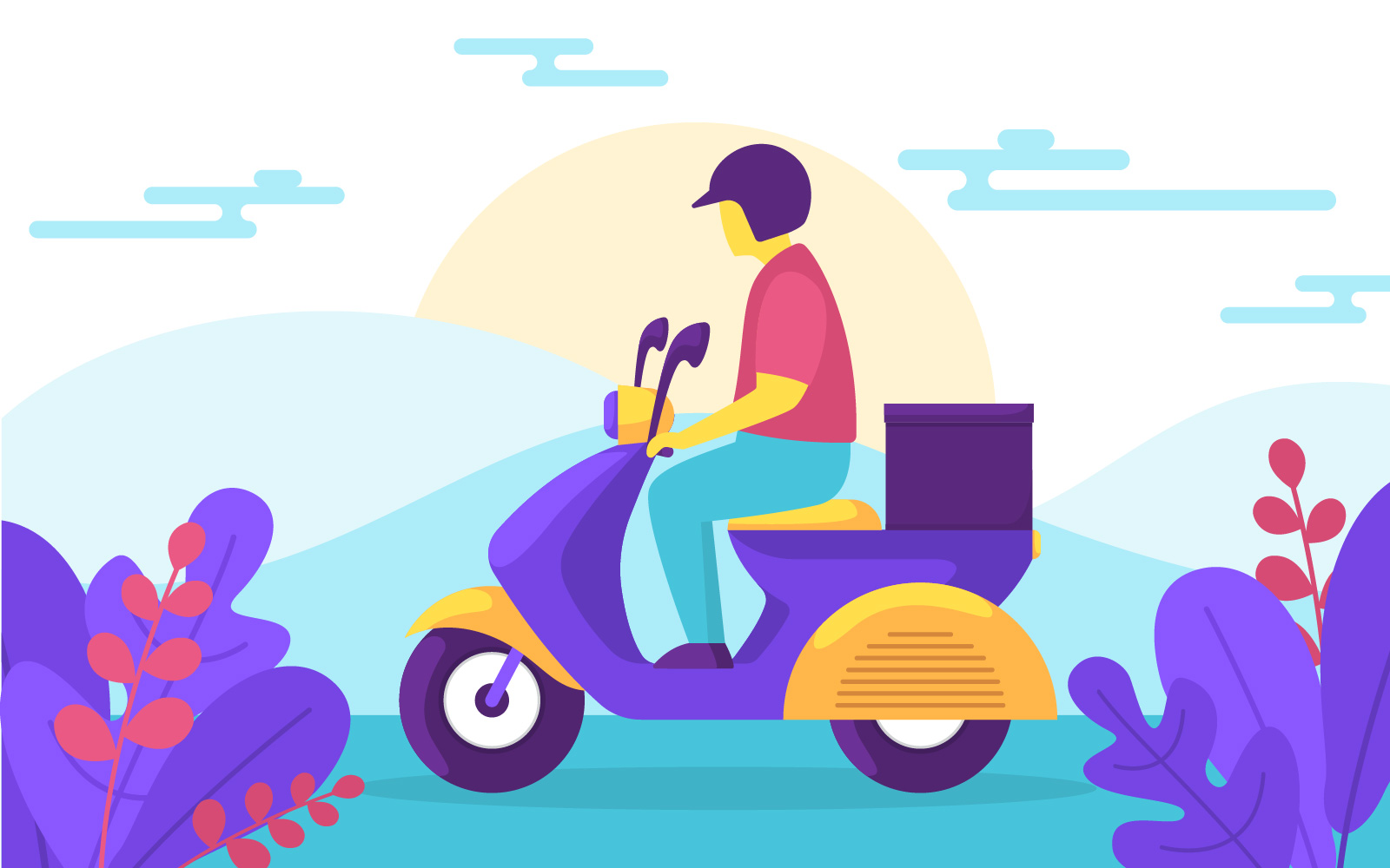 Man Food Delivery - Illustration