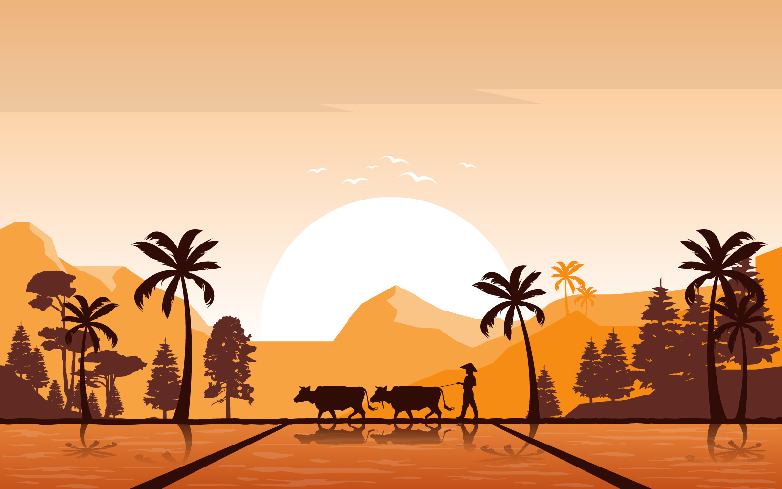 Morning Golden Sunrise - Illustration