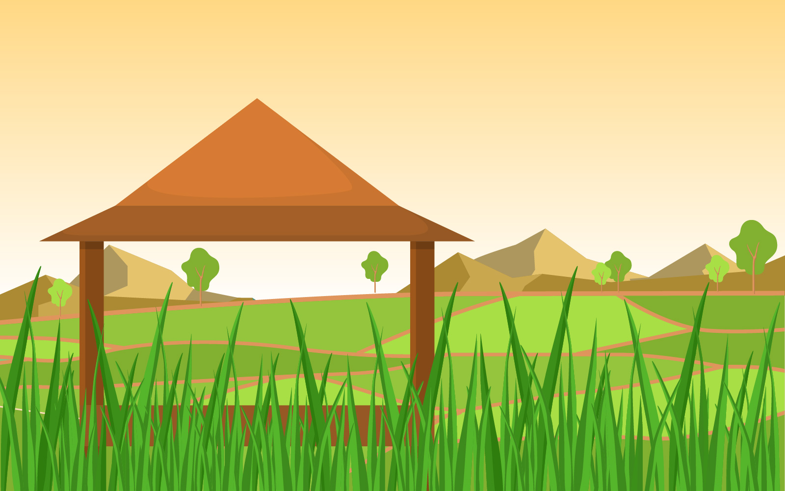 Rice Field Hut - Illustration