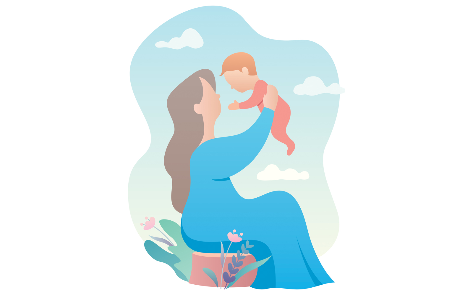 Grandmother and Baby - Illustration