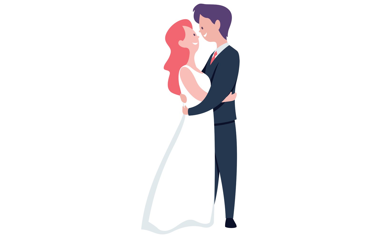 Groom and Bride on White - Illustration