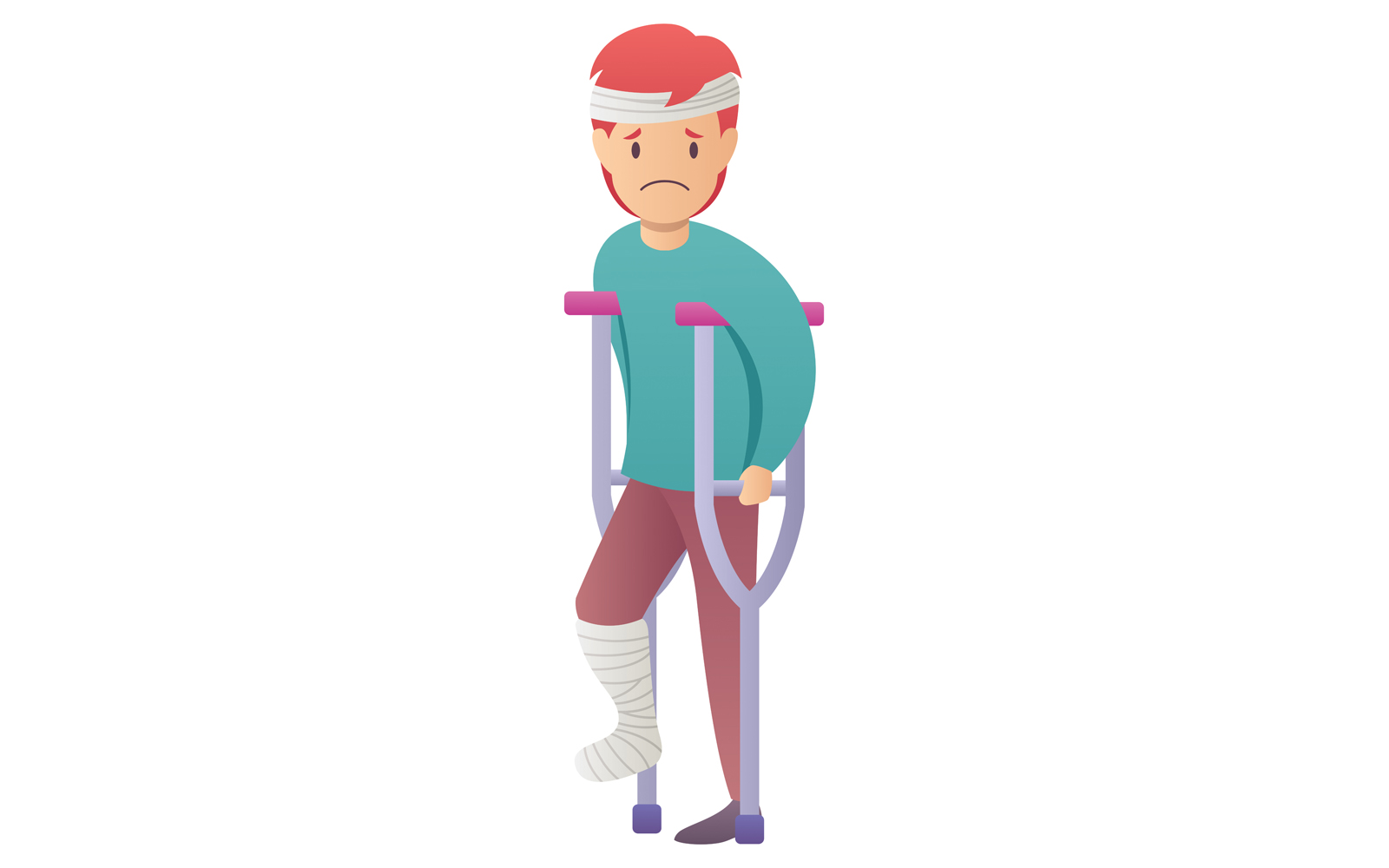 Injured Man on White - Illustration